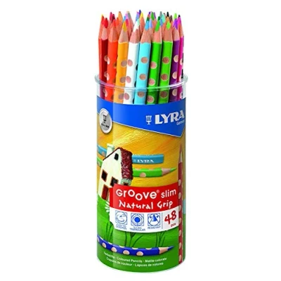 Afbeelding van LYRA Groove Slim houten kleurpotloden, 48 stuks in verschillende kleuren met puntenslijper, ideaal voor kinderen en scholen