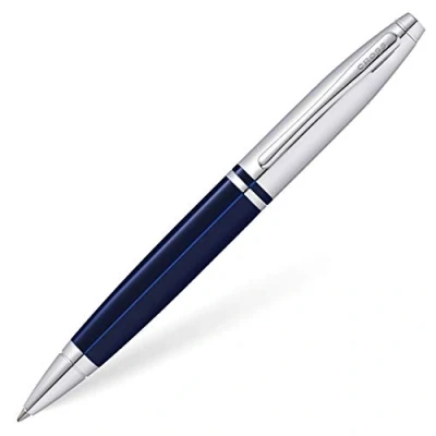 Afbeelding van Cross Calais balpen (draaimechanisme, lijndikte M, schrijfkleur: zwart, incl. geschenkdoos) blauw lak/chroom, 1 stuk (1 stuk)