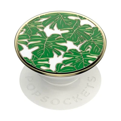 Afbeelding van PopSockets: PopGrip Uittrekbare Greep en Standaard voor Smartphones Tablets met een Verwisselbare PopTop Enamel Monstera