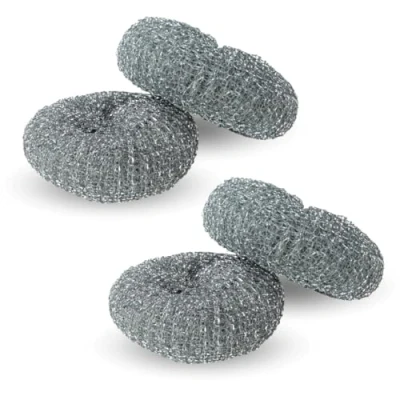 Afbeelding van PARENCE. Set van 4 metalen sponzen 10 cm in diameter perfect voor zware reiniging stuks