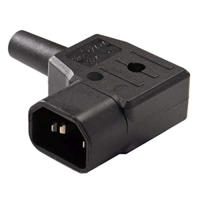 Afbeelding van PremiumCord Netaansluiting 230 V stekker gebogen, 90 graden, 10 A, IEC C14, kleur zwart