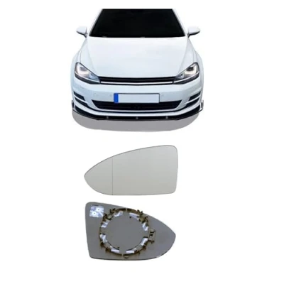 Afbeelding van Geschikt voor Golf 7, spiegelglas, links, bestuurderszijde, verwarmbaar, asferisch met draagplaat, vervangingsspiegelglas buitenspiegel dode hoek