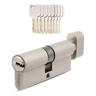 Afbeelding van GERCAR Pro Gelijksluitend, 1 knopcilinders, 40/40, set x cilinderslot met knop, inclusief 5 sleutels, 80 mm deurslot, cilinderslot, 1e cilinder. Lengte: mm. A: 40 B:40, messing, mat, massief