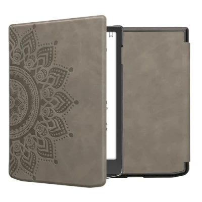 Afbeelding van kwmobile e reader hoesje geschikt voor Pocketbook InkPad 4 / Color 3 2 Vivlio hoes Ereader flip case met standaard Kunstleren cover Opkomende Zon design in grijs