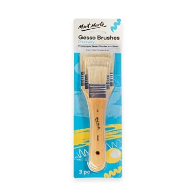 Afbeelding van Mont Marte Penseel Set voor Gesso 3 Penselen in de Maten 2, 4 en 6 Platte Ideal Gesso, Acryl, Olieverf, Aquarelverf