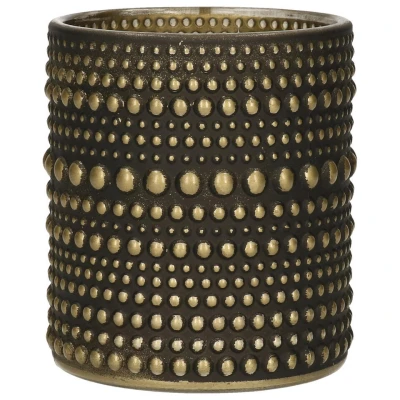 Afbeelding van Countryfield theelichthouder/kaarsenhouder zwart/goud H8 cm