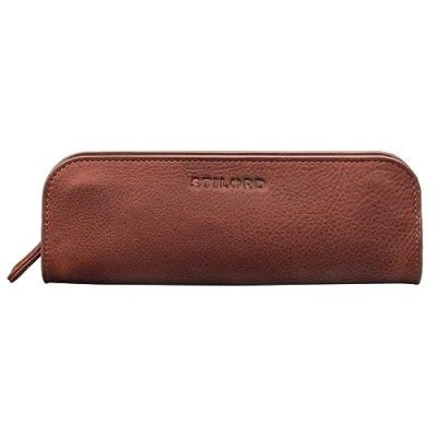 Afbeelding van STILORD &#039;Alfie&#039; Leren Pennenzak Vintage Pencil Case Pennenbakje Pennen Etui voor School Universiteit Kantoor Echt Leer, Kleur:kara cognac