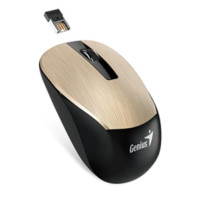 Afbeelding van Genius 31030119103 NX 7015 Gold USB 1200 DPI draadloze muis 2,4 GHz BlueEye Sensor aan uit schakelaar zwart