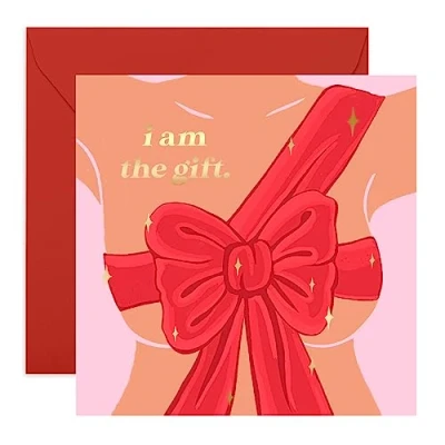 Afbeelding van Central 23 Grappige Valentijnskaart voor hem &#039;I Am the Gift&#039; Verjaardagskaart man Vriendje Partner Verloofde Wordt geleverd met Stickers