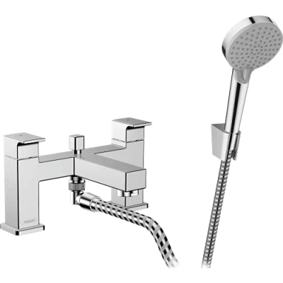 Afbeelding van hansgrohe vernis 2 gats badrand bad douche mengkraan chroom 71462000