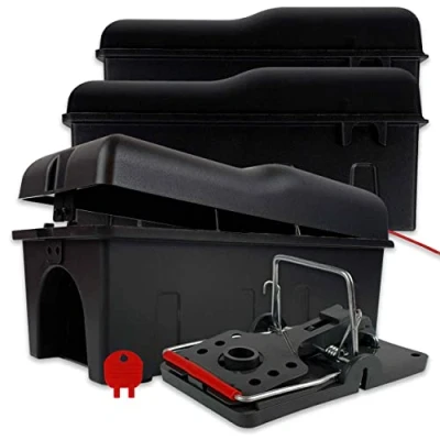 Afbeelding van ROSHIELD Rat Trap Killer Box Eenvoudig in te stellen kluisje voor thuis, schuur en garage controle &amp; behandeling (professionele kwaliteit, verpakking van 3)