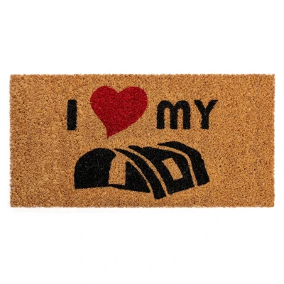Afbeelding van DWS I Love Vouwwagen Deurmat Bruin Onderdelen &amp; Accessoires