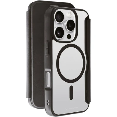 Afbeelding van Vivanco MAG PREMIUM Booklet Apple iPhone 16 Pro Zwart Inductieve lading, Zanddicht, Spatwaterdicht, Stofdicht, Stootbestendig