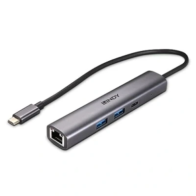 Afbeelding van Lindy USB 3.2 Gen 2 Type C Hub &amp; Gigabit Ethernet converter