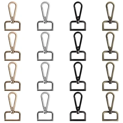 Afbeelding van Belle Vous Geassorteerde Metalen Sleutelhanger Haken met D Ring (16 Pak) 26 mm Swivel Klem Karabijnhaak Kreeftklemmen voor Lanyard Klemmen, DIY Sieraden, Handtas, Beurs, Naaien en Hobby