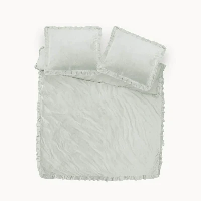 Afbeelding van Dekbedovertrek Lits Jumeaux 240x200 Sleeptime Velvet Wit Inclusief Kussenslopen 2 Persoons