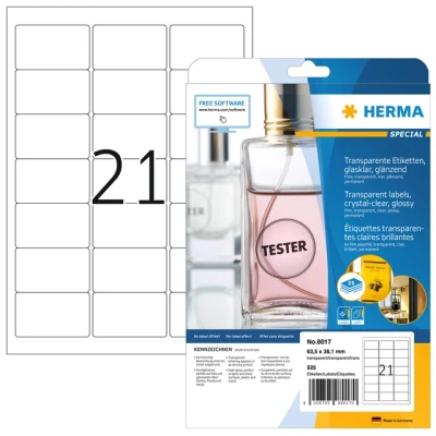 Afbeelding van Etiket HERMA 8017 63.5x38.1mm transparant 525stuks
