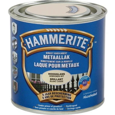 Afbeelding van Hammerite Metaallak Hoogglans Gebroken Wit 0.25L