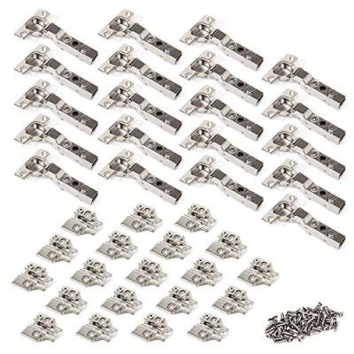 Afbeelding van Emuca 1011407 Half overlay soft close verborgen scharnier met Ø35mm kop en 100 openingshoek + schroefplaat nokkenverstelling, Set van 20 stuks