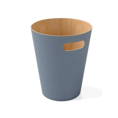 Afbeelding van Umbra Afvalbak, tweekleurige houten prullenbak voor kantoor, badkamer, woonkamer en meer, hout, leiblauw, 7,5 l