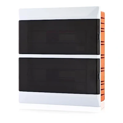 Afbeelding van Lion Electric Schakelkast, inbouw, 2 rijen, 24 modules, groepenkast, wit, voor schakelaars, elektrische installatie, IP40, verdeelkast met DIN rail en transparante klep alle binnenruimtes