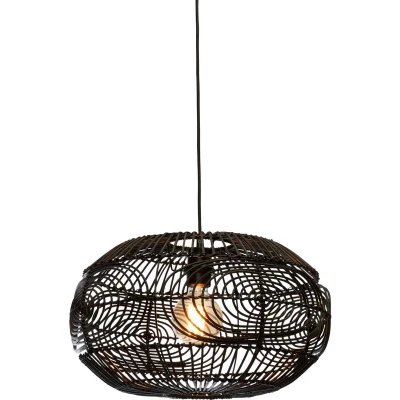 Afbeelding van Good&amp;Mojo Hanglamp Madeira Rotan Zwart 48x48x30cm