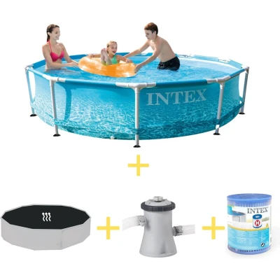 Afbeelding van Intex Zwembad Metal Frame Strandzijde 305 x 76 cm Inclusief Solarzeil, Filterpomp &amp; Filter