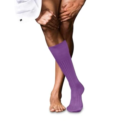 Afbeelding van FALKE Heren kniekousen No. 13 M KH fijnste Piuma katoen lang effen 1 paar, lila (Pink Iris 8943), 41 42, Paars 41/42 EU