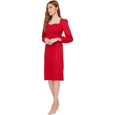 Afbeelding van Trendyol Bodycon Midi Geweven Jurk Met Petroleumriem Twoaw23El00895