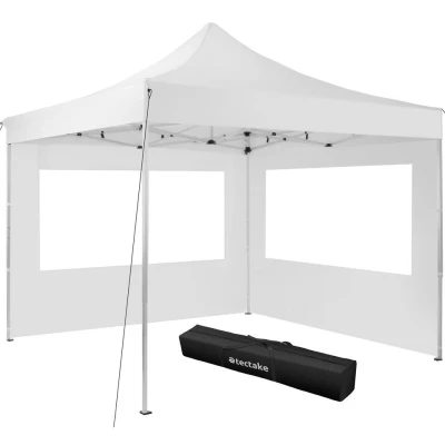 Afbeelding van tectake partytent 3x3 m. opvouwbaar 2 wanden wit