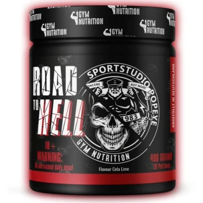 Afbeelding van Road to Light Ultra Hardcore Booster Pre workout poeder ATP + L arginine citrulline bèta alanine cafeïne 400 g in samenwerking met Popeye Cola Lime smaak veganistisch