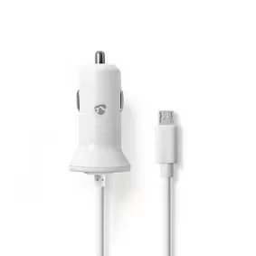 Afbeelding van USB autolader Nedis 1 meter (Micro USB, 12W, Wit)