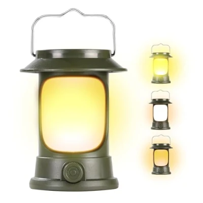 Afbeelding van Campinglamp, led lantaarn in retrostijl, traploos dimbaar, warme lichtsfeer, campingtent, noodstroombank, USB oplaadbaar, voor camping, tuin, stroomuitval