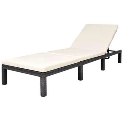 Afbeelding van Ligbed met kussen poly rattan zwart
