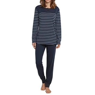 Afbeelding van Schiesser Anzug LANG Pyjama, Dames, Maat: 36, Nachtblau