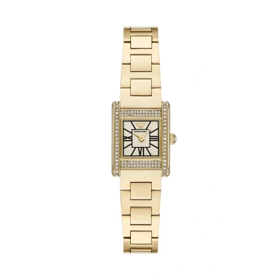 Afbeelding van Emporio Armani Dames horloge goudkleurig met stalen band