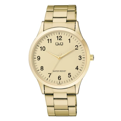 Afbeelding van Q&amp;Q Horloge Analoog Heren 40MM Stalen band Goudkleurig.