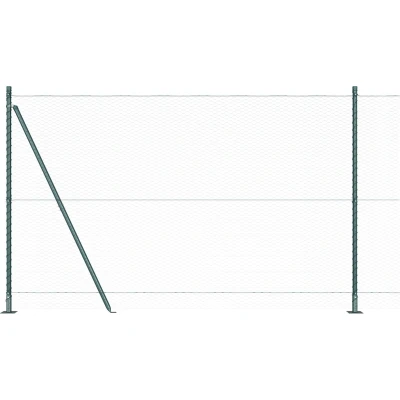 Afbeelding van vidaXL Hexagonaal Hek Groen 1.4x100 m Staal, Hekpalen met Basisplaten 13 stuks Ø32mm 78.5cm Gegalvaniseerd Staal