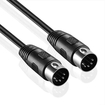 Afbeelding van Getaria MIDI 5 polige DIN stekker m zwart, gebruikt voor audiokabel elektronische piano, toetsenbord, synthesizer, audio interface, sequencer, multi effect pedaal