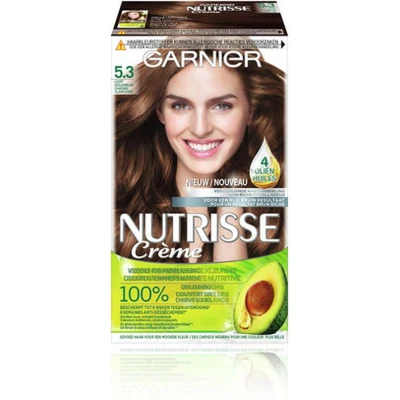 Afbeelding van 3x Garnier Nutrisse Ultra Crème Permanente Haarkleuring 5.3 Licht goudbruin