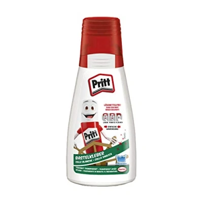Afbeelding van Pritt knutsellijm, transparant drogende alleslijm voor thuis, op school of kantoor, witte knutsellijm kinderen, 1 fles à 100 g