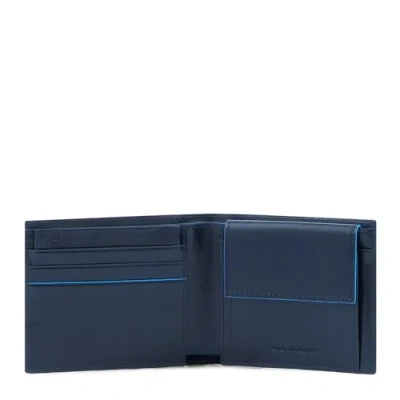 Afbeelding van PIQUADRO Leren Portemonnee Blue Square Revamp Men Wallet RFID Blu Donkerblauw