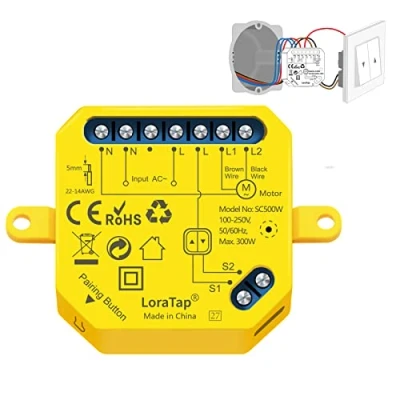 Afbeelding van LoraTap Schakelaar Module Rolluik Connected WiFi Switch Gordijn Draadloze Rolgordijnen Compatibel met Alexa Google Home voor spraakbediening, intelligente wandmotor