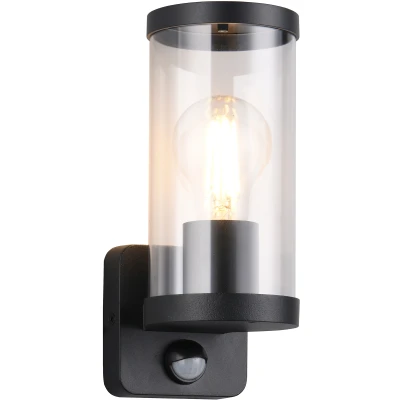 Afbeelding van REALITY BONITO Wandlamp Zwart mat excl. 1x E27 4W Bewegingsensor Buitenverlichting IP44