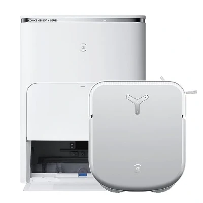Afbeelding van ECOVACS DEEBOT X2 Omni Stofzuigerrobot, wit met station, zuigkracht 8000 Pa, slank vierkant design, 15 mm heffen, wassen warm water van de schaatsen, voorkomt obstakels via AI…