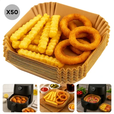 Afbeelding van Cheqo Airfryer Bakpapier Accessoires Wegwerpbakjes Vierkant 20x20 cm Geschikt Voor 50 Stuks Luchtfriteuse B