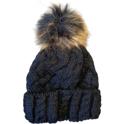 Afbeelding van Dames Muts met Pompon Fleece Thermisch Beanie Winter Zwart Sports4You