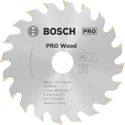 Afbeelding van Bosch optiline cirkelzaagblad 85x15x20t hout