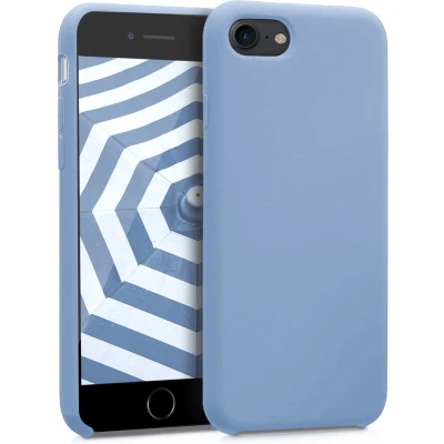 Afbeelding van kwmobile telefoonhoesje geschikt voor Apple iPhone SE (2022) / (2020) 8 7 Hoesje met siliconen coating Smartphone case in mat lichtblauw