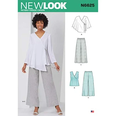 Afbeelding van New look naaipatroon N6625 Misses&#039; Tops en Pull On Broek, Papier, Wit, VARIOUS